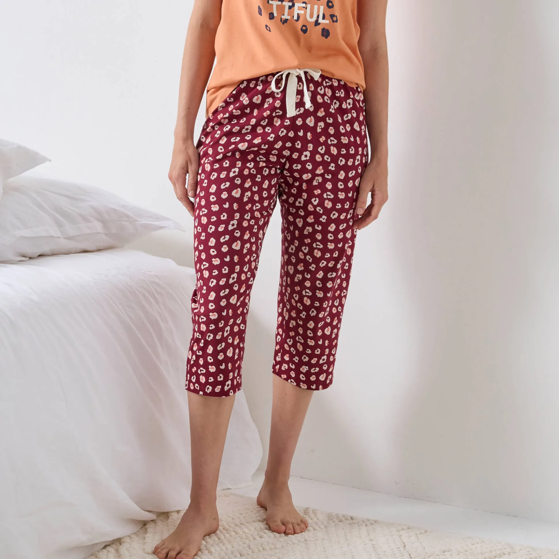 3/4-pyjamabroek met print "Beautiful"