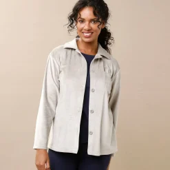 Pyjamajas met knoopsluiting, geruwd velours