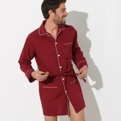 Pyjamajasje in popeline met doorknoopsluiting