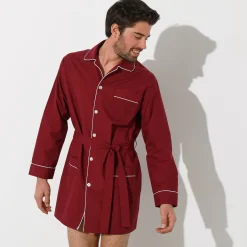 Pyjamajasje in popeline met doorknoopsluiting
