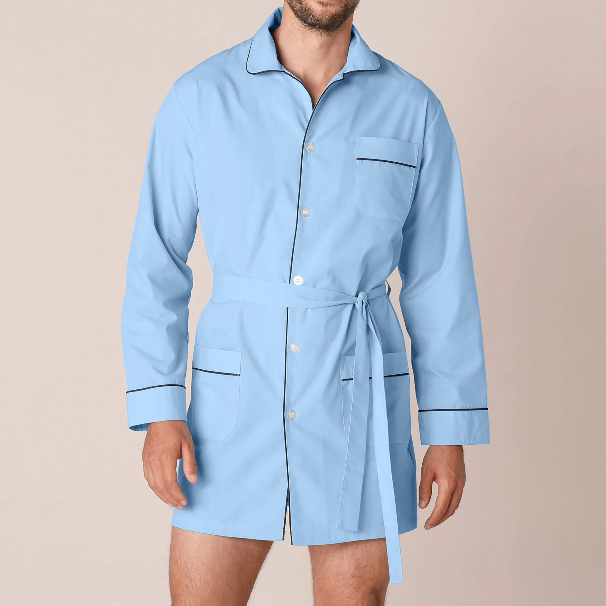 Pyjamajasje in popeline met doorknoopsluiting