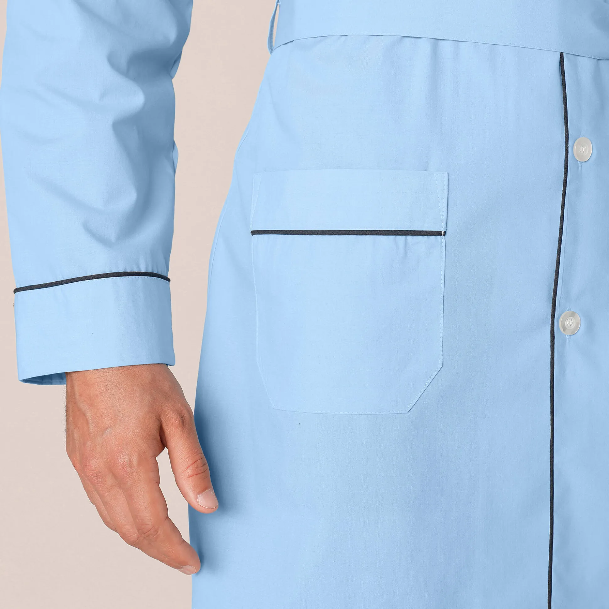 Pyjamajasje in popeline met doorknoopsluiting