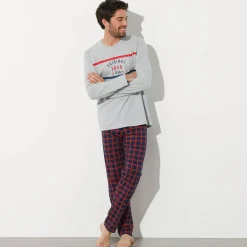 Pyjamashirt in polykatoen met lange mouwen