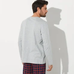 Pyjamashirt in polykatoen met lange mouwen