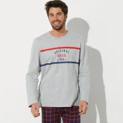 Pyjamashirt in polykatoen met lange mouwen