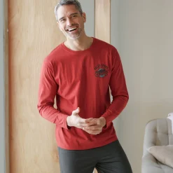 Pyjamashirt met borstprint en lange mouwen
