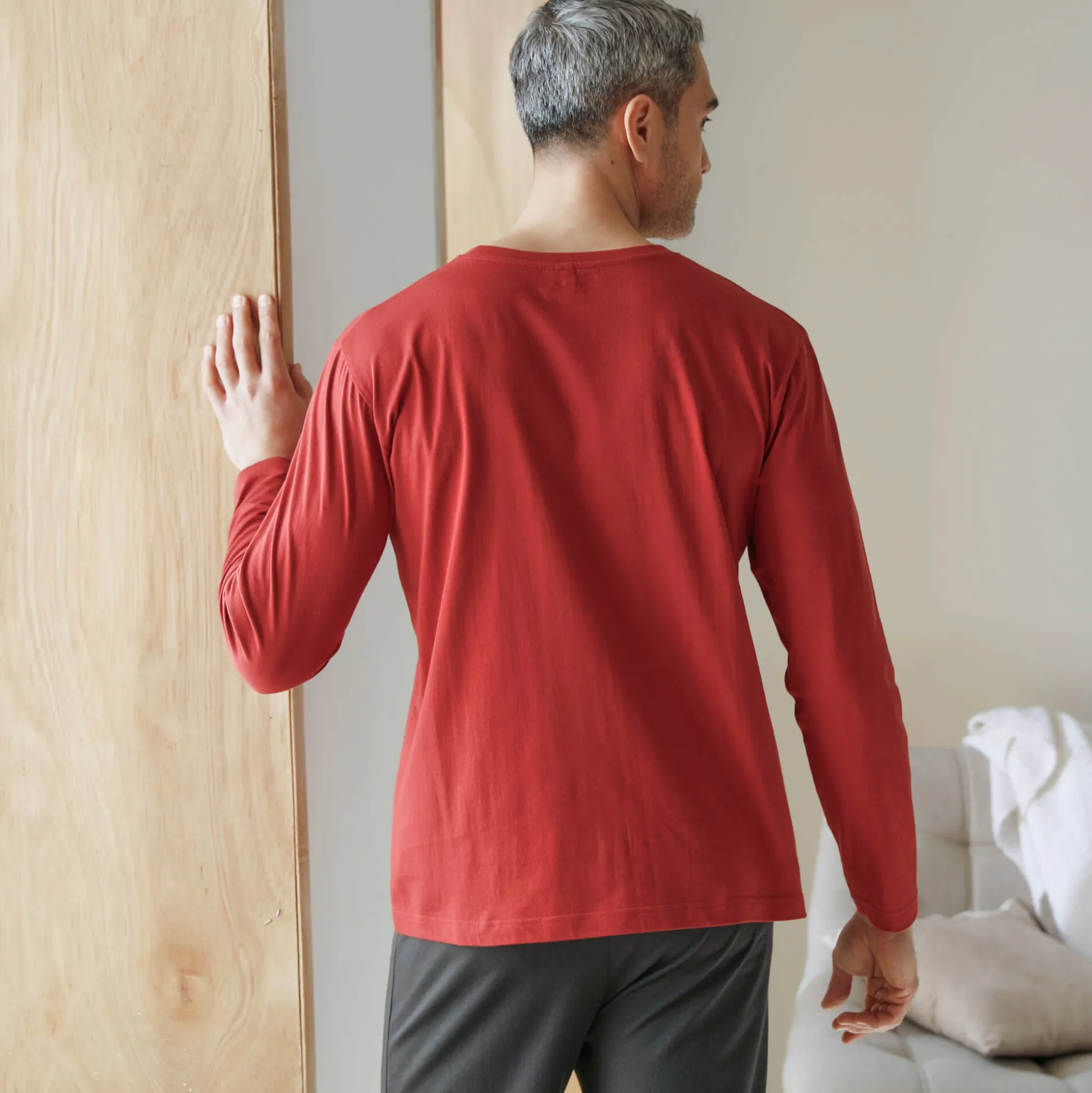 Pyjamashirt met borstprint en lange mouwen