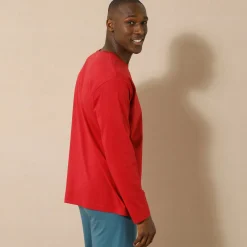 Pyjamashirt met borstzakje en lange mouwen
