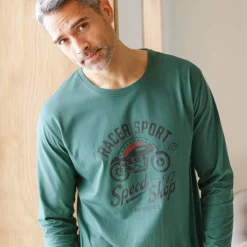 Pyjamashirt met geplaatste print en lange mouwen