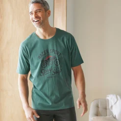 Pyjamashirt met geplaatste print en korte mouwen