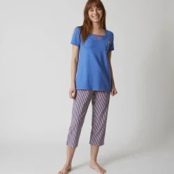 Pyjamashirt met korte mouwen en bloemenmotief