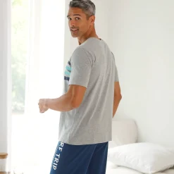 Pyjamashirt met korte mouwen en strepenprint