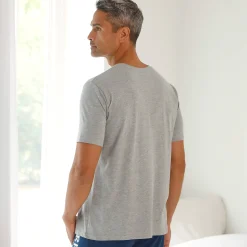 Pyjamashirt met korte mouwen en strepenprint