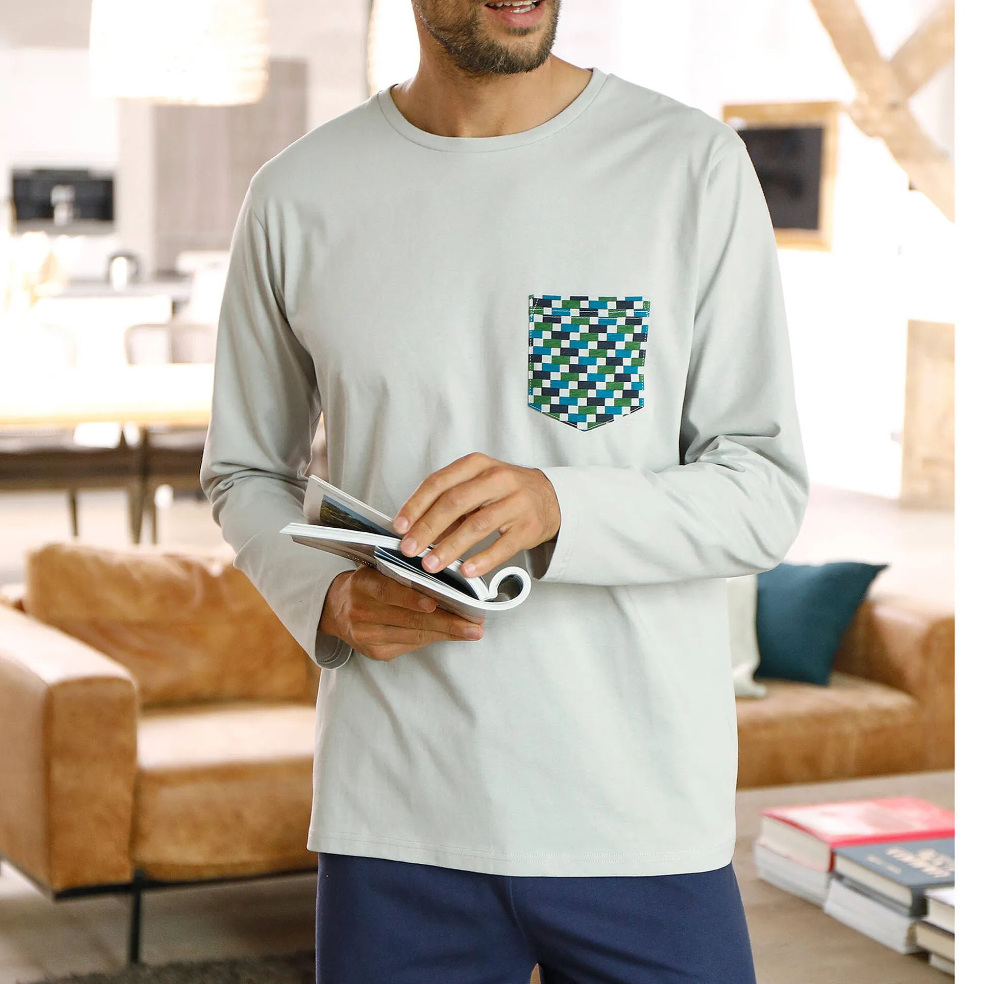 Pyjamashirt met lange mouwen