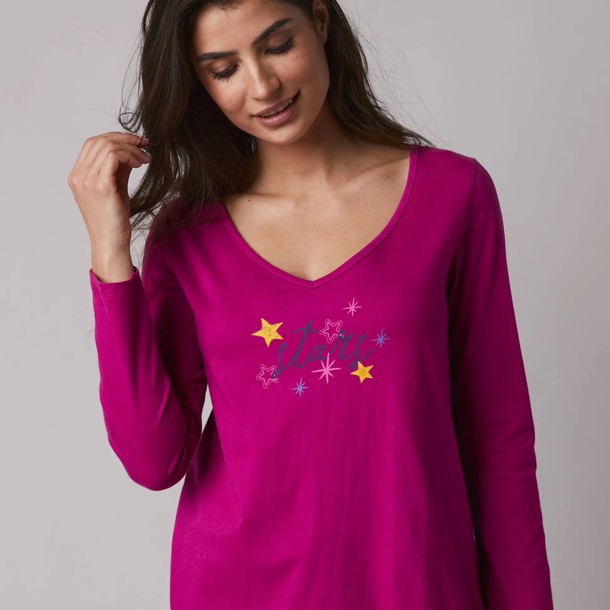 Pyjamashirt met lange mouwen en print Estrella