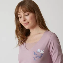 Pyjamashirt met lange mouwen en bloemenmotief