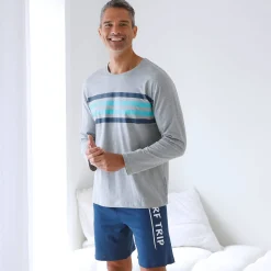 Pyjamashirt met lange mouwen en strepenprint
