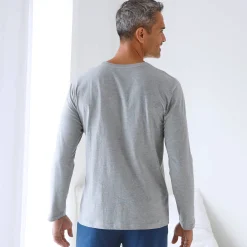 Pyjamashirt met lange mouwen en strepenprint