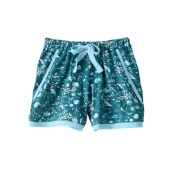 Pyjamashort - smaragdgroen met bloemenprint