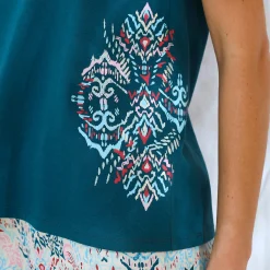 Pyjama-T-shirt met Ikat-print