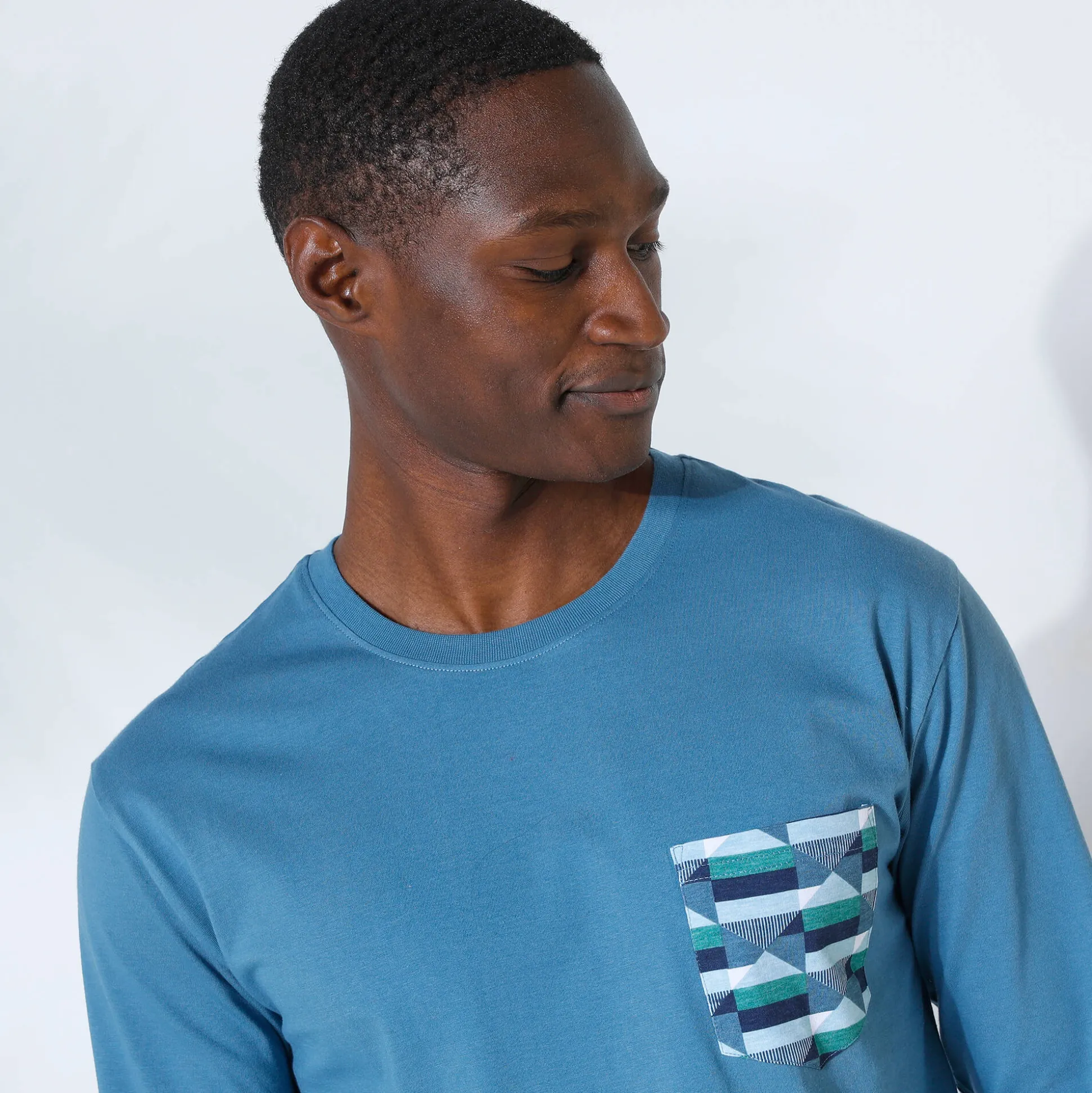 Pyjama-T-shirt met lange mouwen, blauw