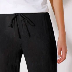 Rechte broek in effen crepon