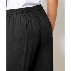 Rechte broek in effen crepon