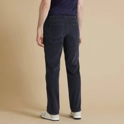 Rechte broek in fijngeribd velours, 5 zakken