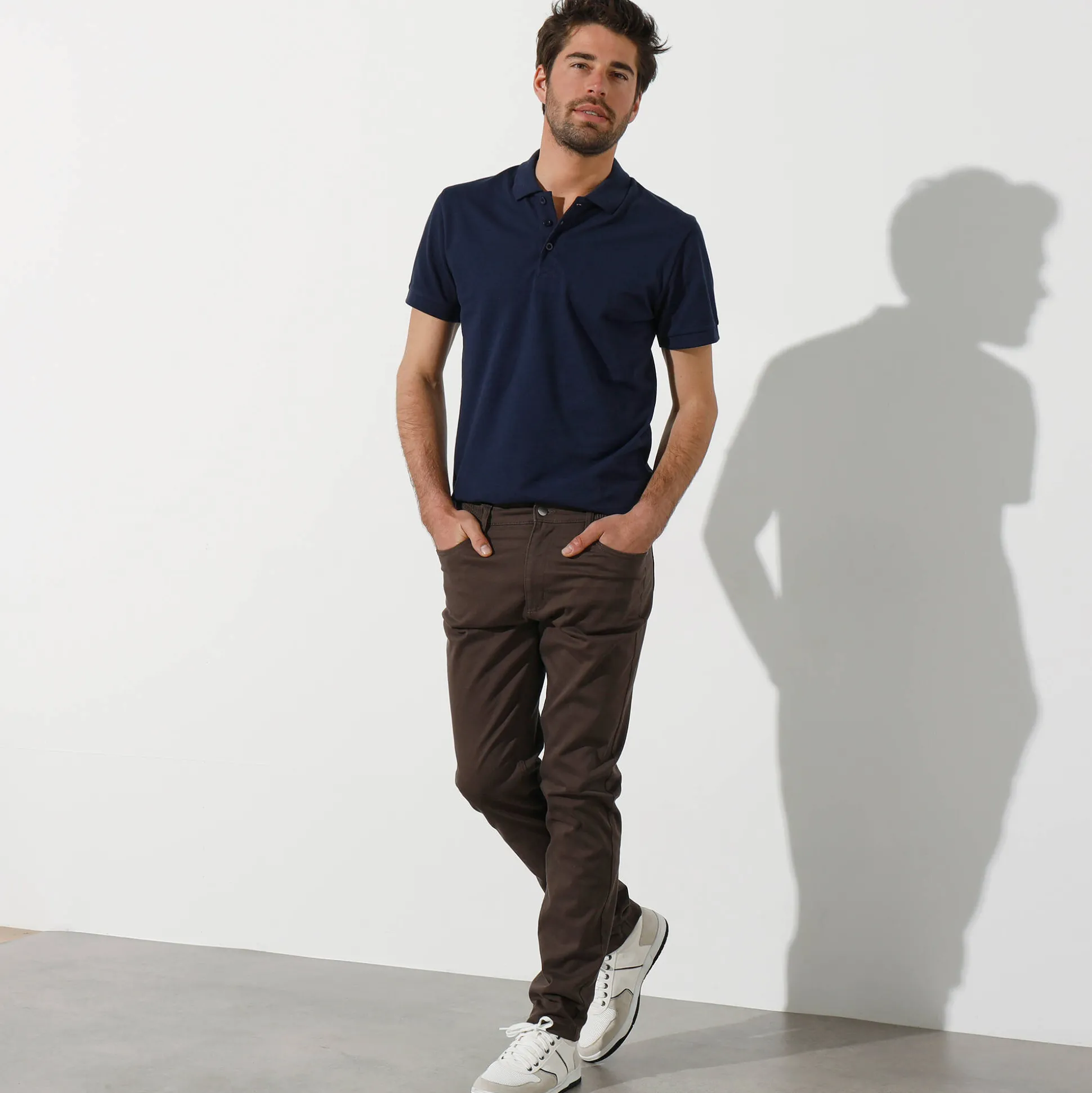 Rechte broek in rekbare twill