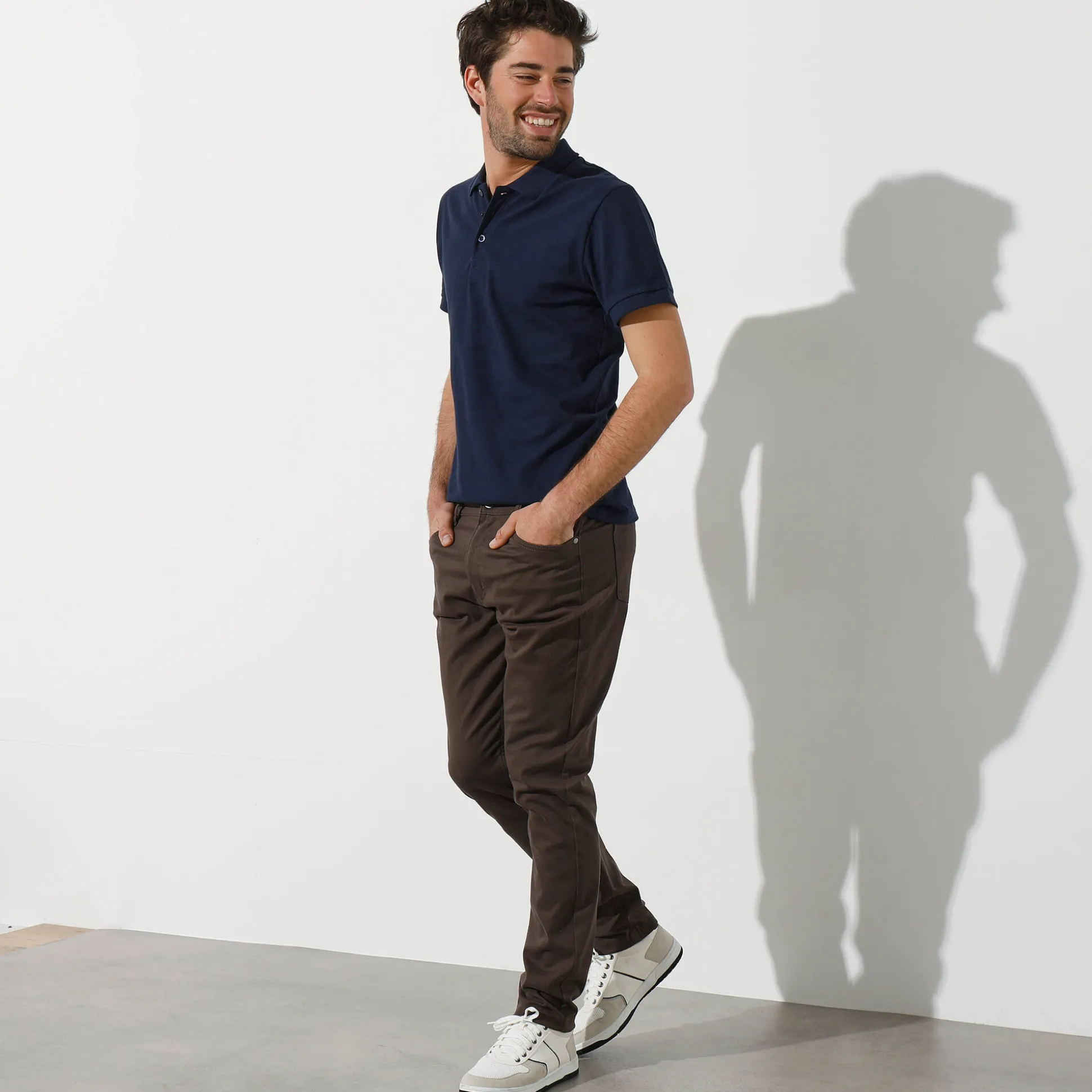 Rechte broek in rekbare twill