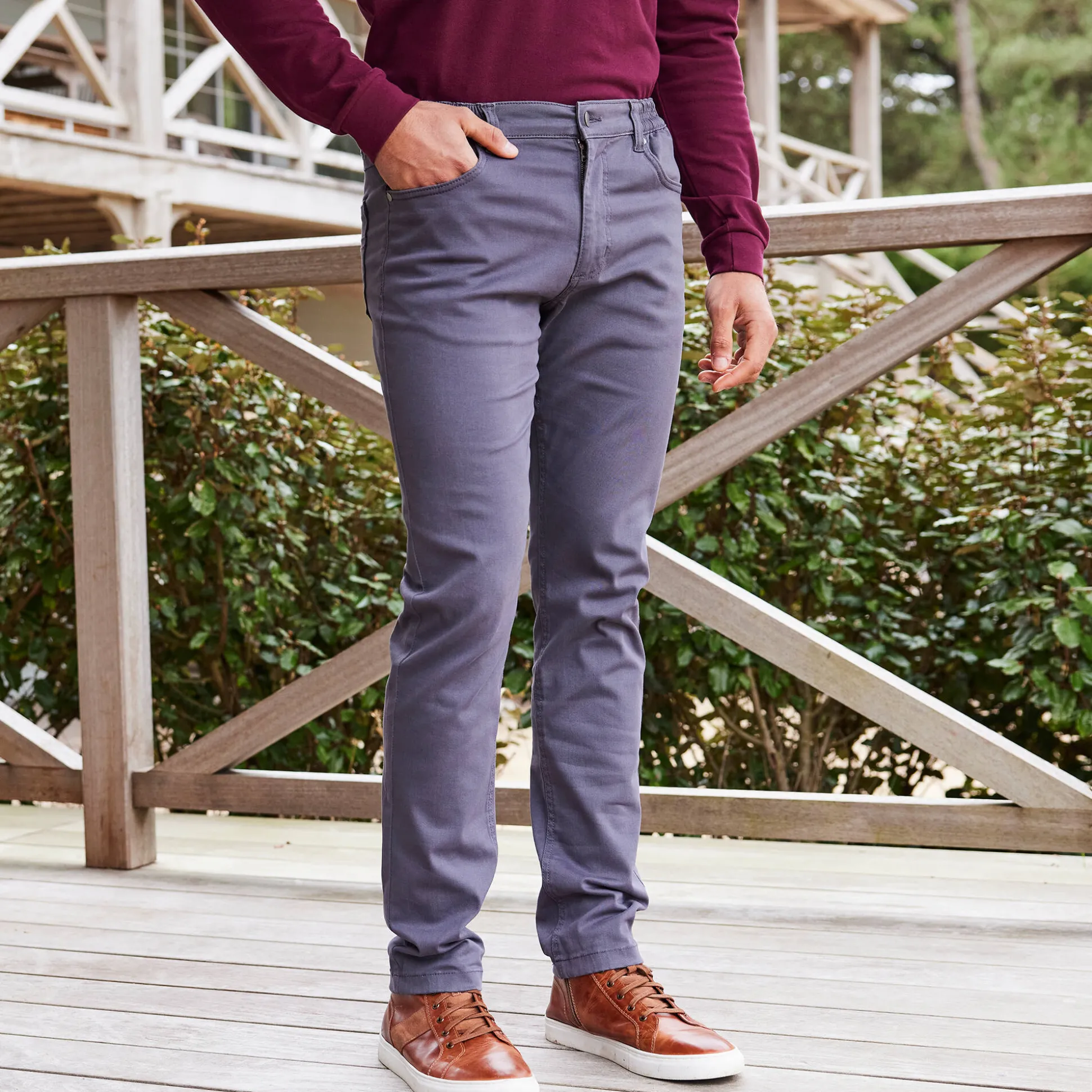 Rechte broek in rekbare twill
