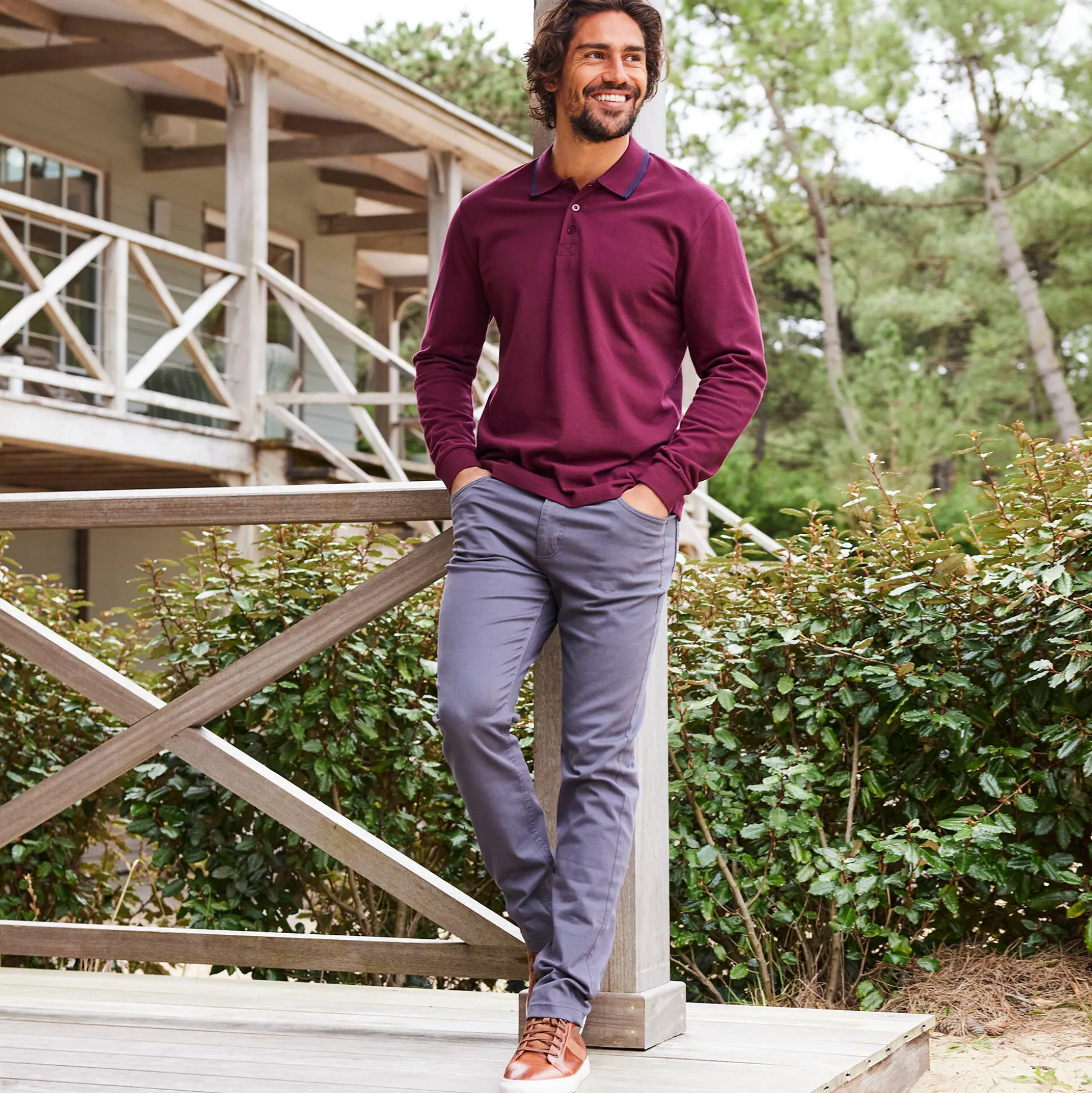 Rechte broek in rekbare twill