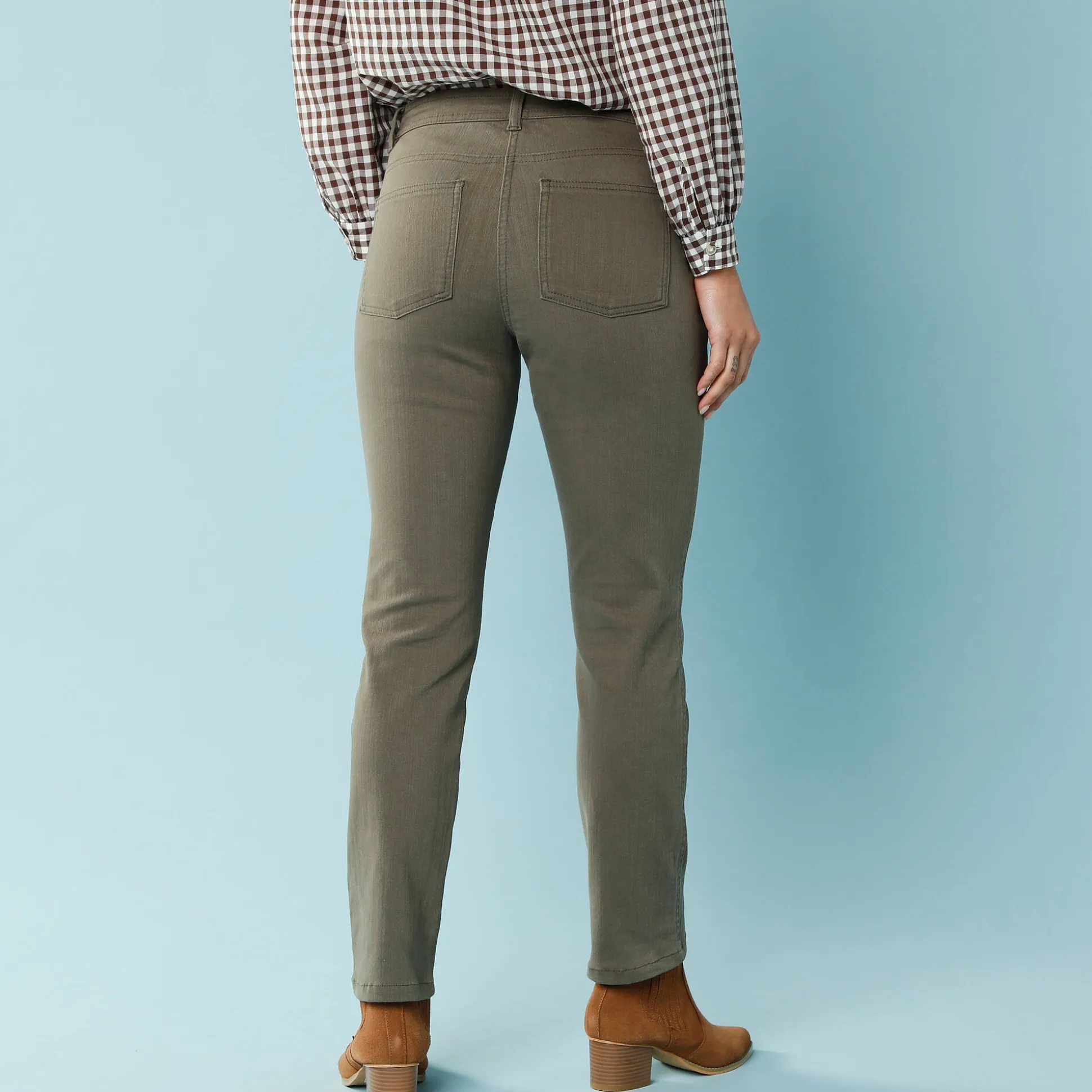 Rechte broek met deelnaden, kleine lengtes