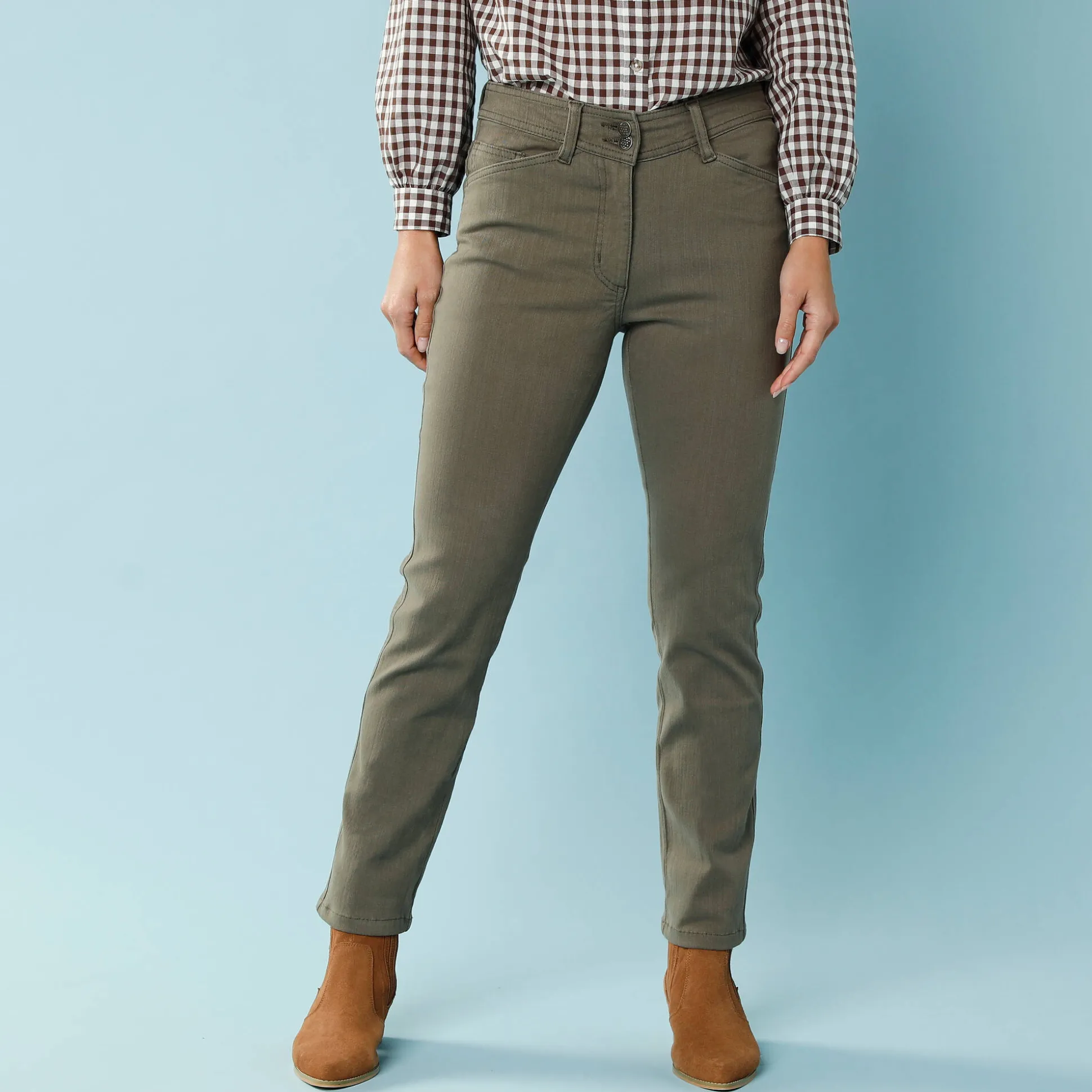 Rechte broek met deelnaden, speciaal voor kleine lengtes