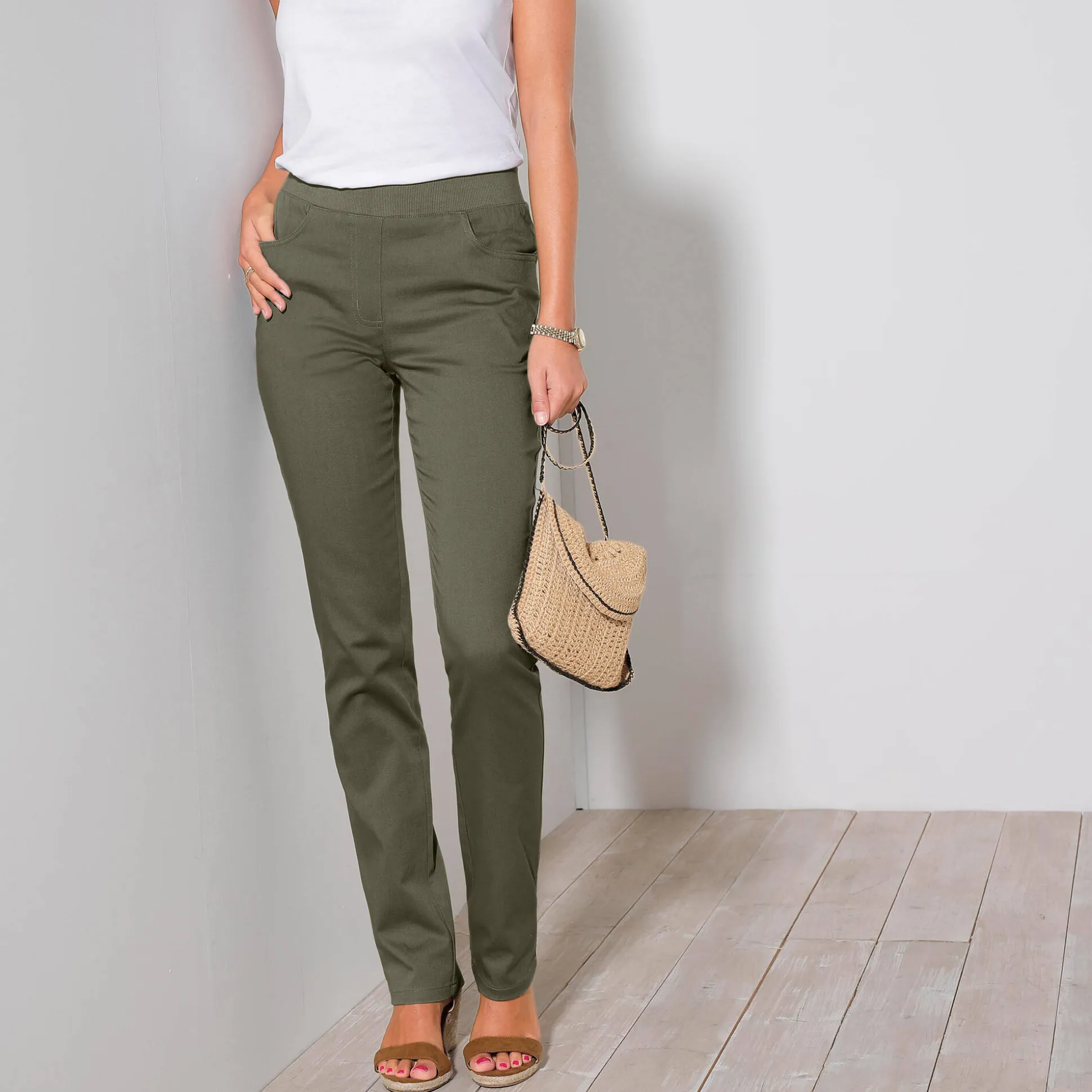 Rechte broek met elastische taille