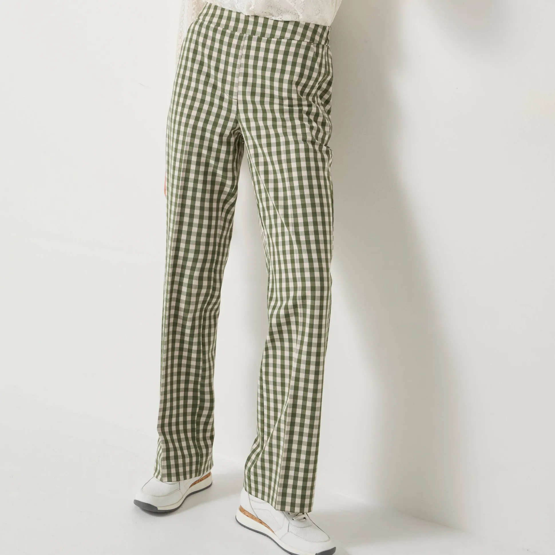 Rechte broek met ingeweven ruiten