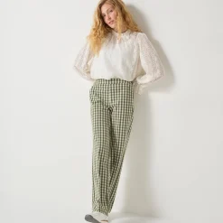Rechte broek met ingeweven ruiten