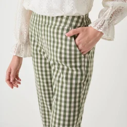 Rechte broek met ingeweven ruiten
