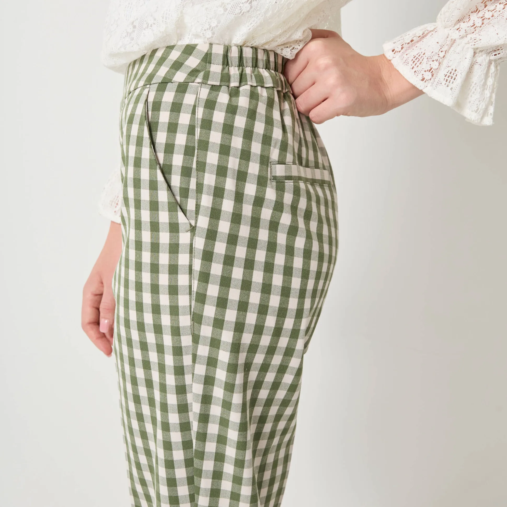 Rechte broek met ingeweven ruiten