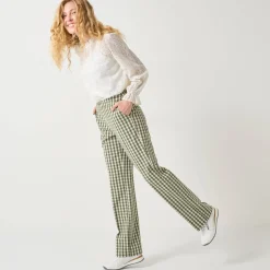 Rechte broek met ingeweven ruiten