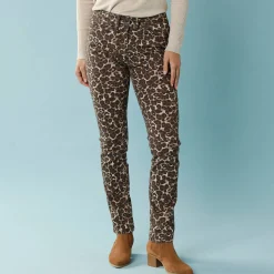 Rechte broek met luipaardprint, kleine lengtes