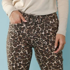 Rechte broek met luipaardprint, kleine lengtes