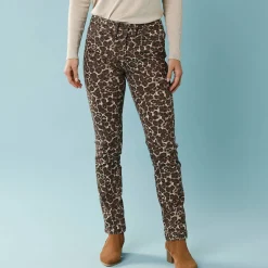 Rechte broek met luipaardprint, kleine lengtes
