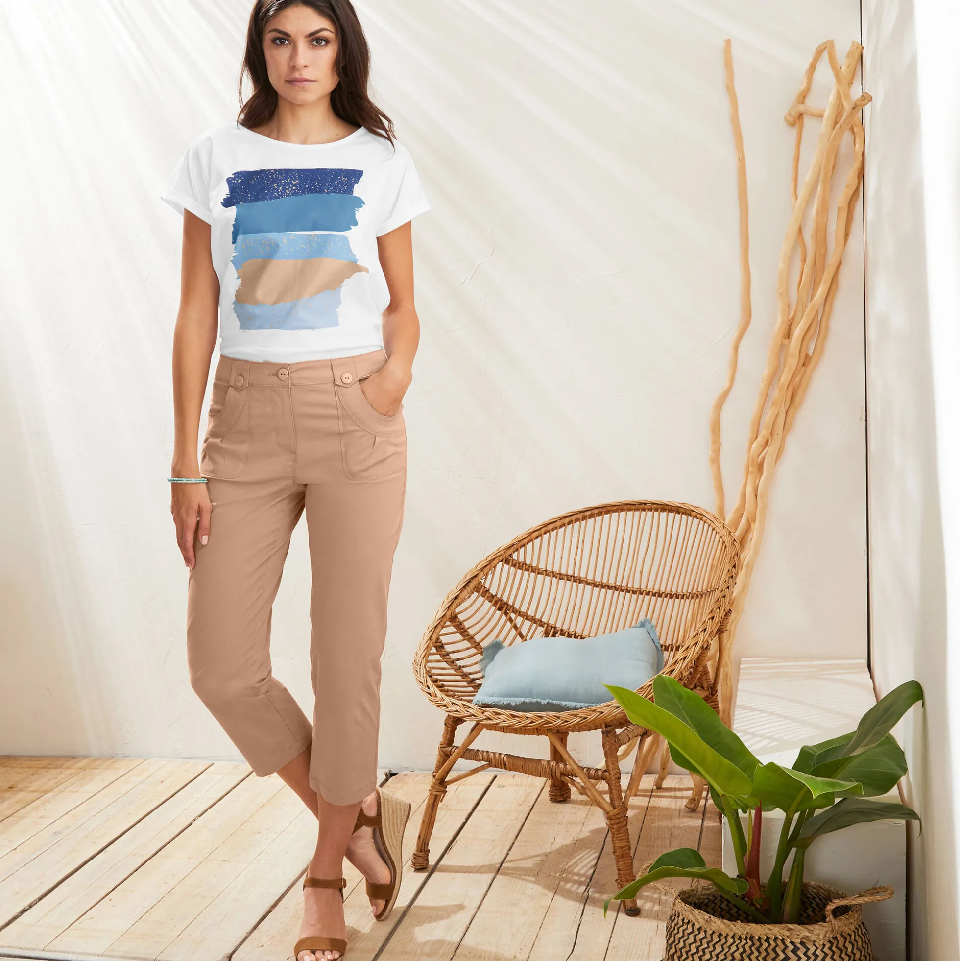Rechte 7/8-broek met stretch