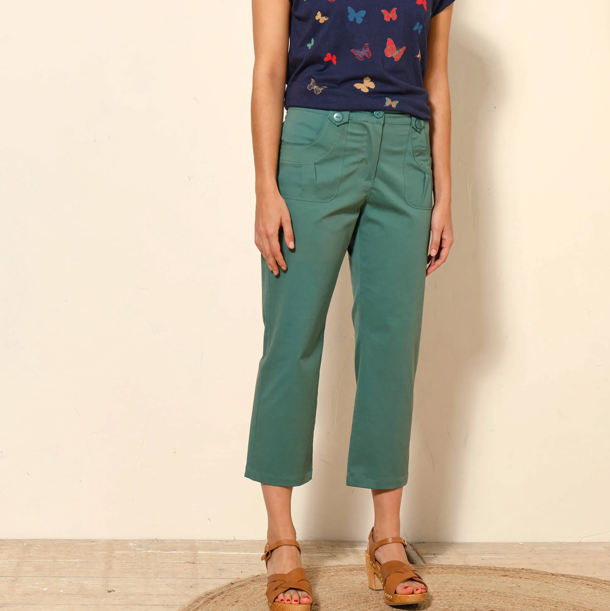 Rechte 7/8-broek met stretch