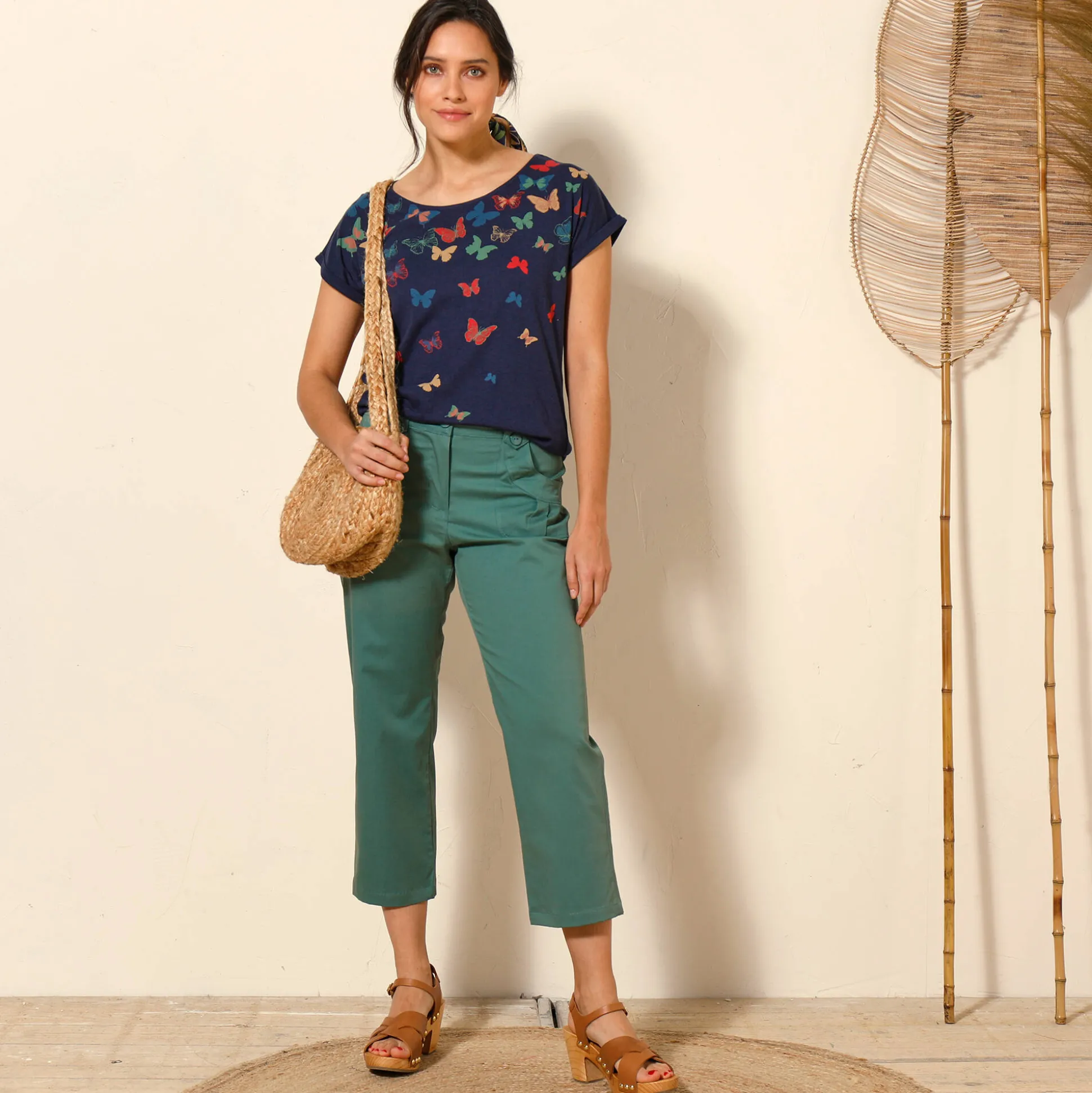 Rechte 7/8-broek met stretch