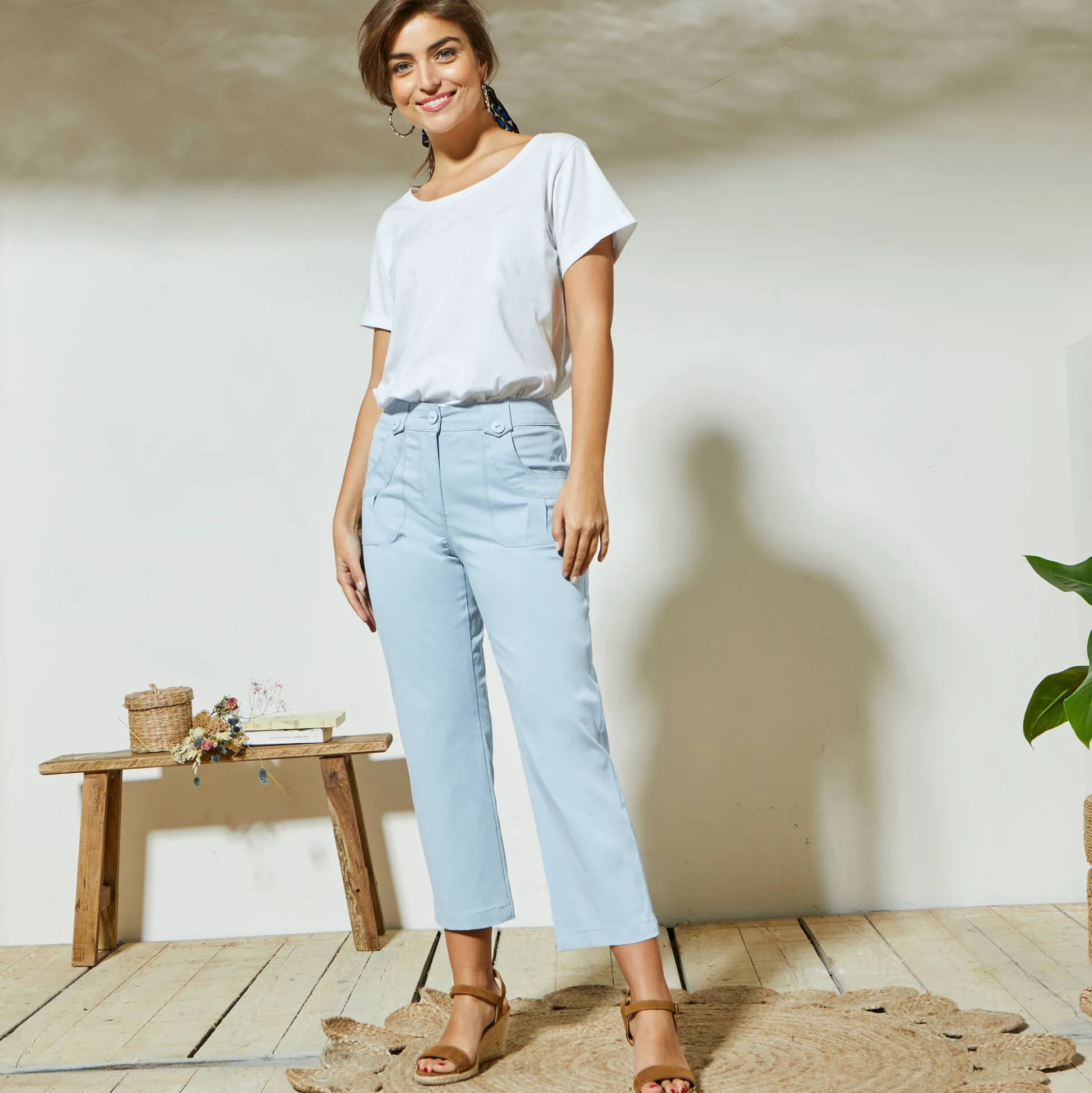 Rechte 7/8-broek met stretch