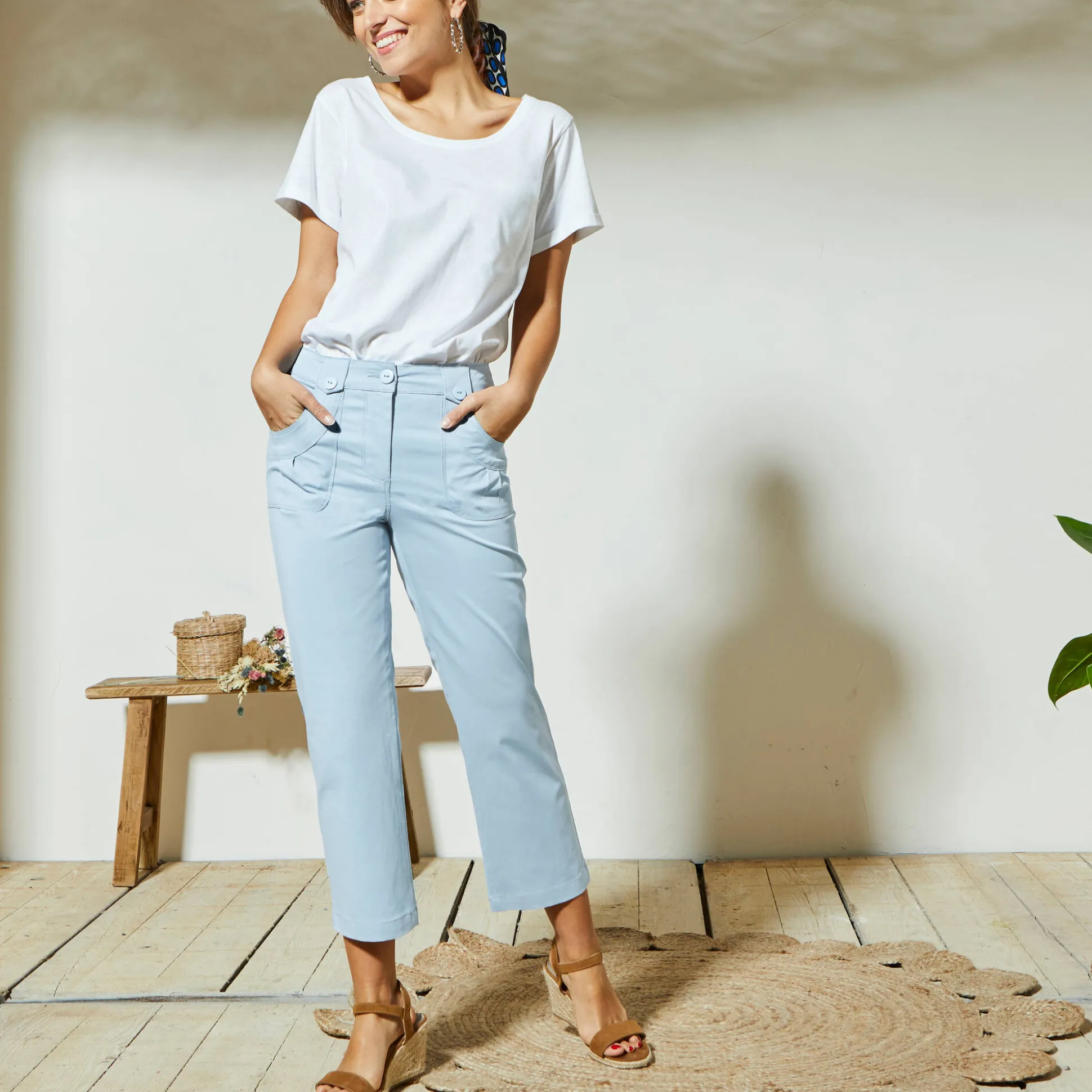 Rechte 7/8-broek met stretch
