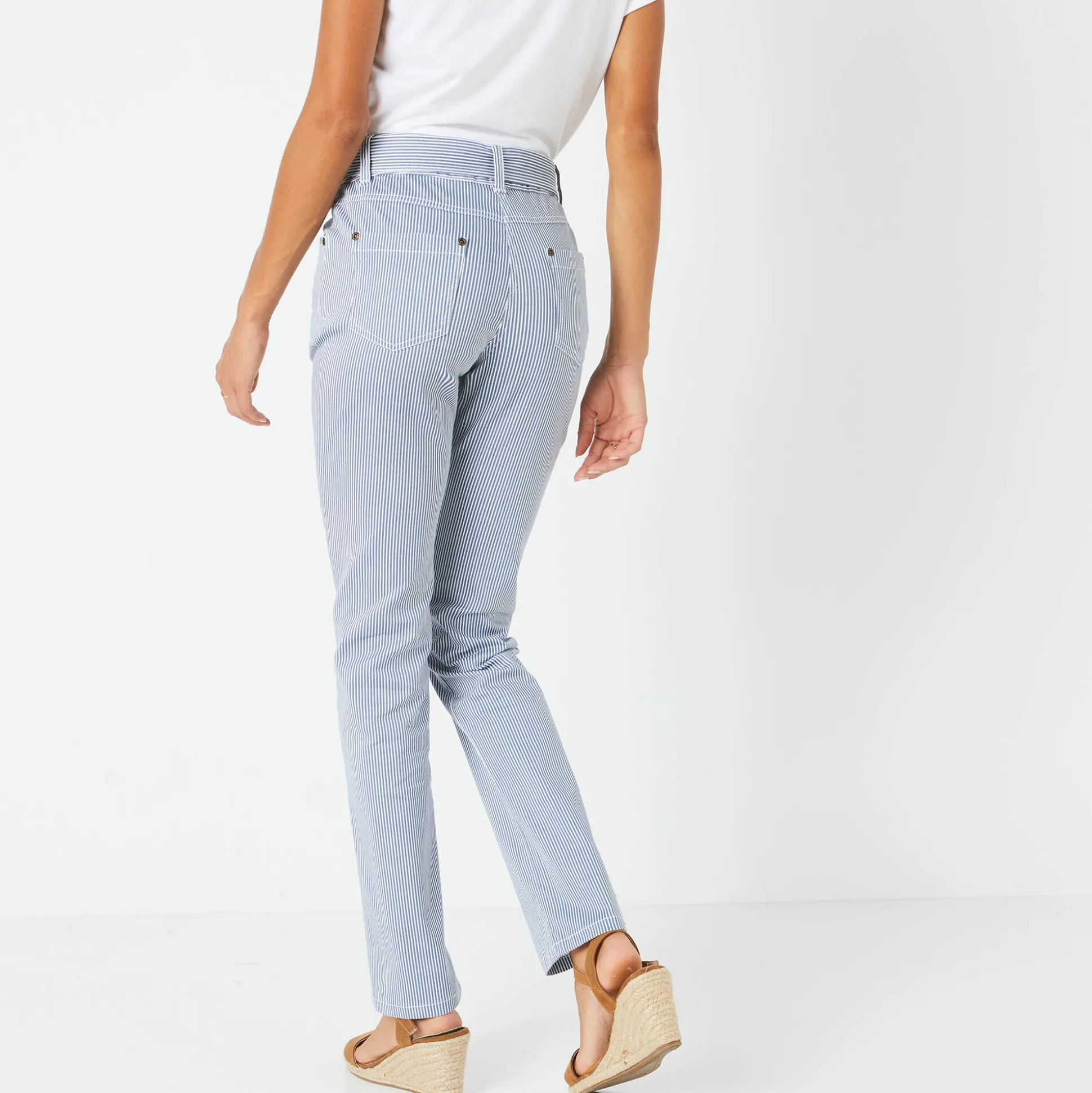 Rechte, gestreepte broek, speciaal voor kleine lengtes
