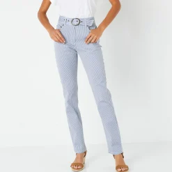 Rechte, gestreepte broek, speciaal voor kleine lengtes